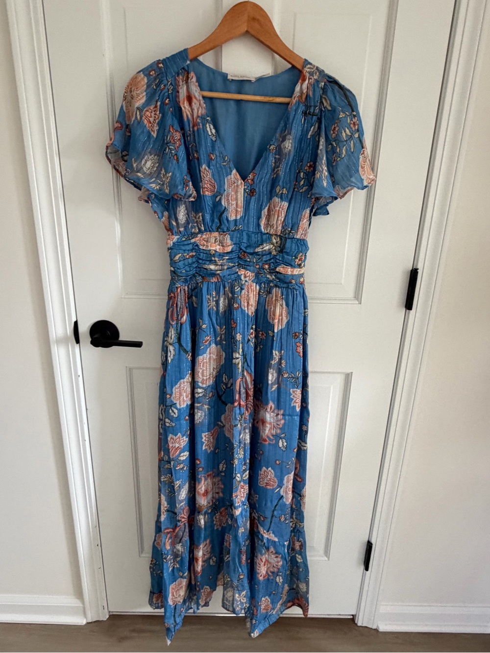 Ramy Brook Joan Blue Floral Print Midi Dress - Picture 4 of 6